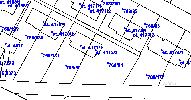 Parcela st. 4172/2 v KÚ Zlín, Katastrální mapa
