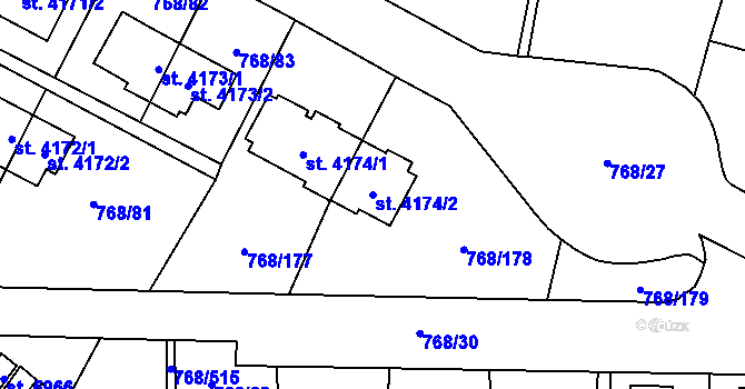 Parcela st. 4174/2 v KÚ Zlín, Katastrální mapa