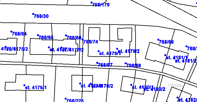 Parcela st. 4179/1 v KÚ Zlín, Katastrální mapa