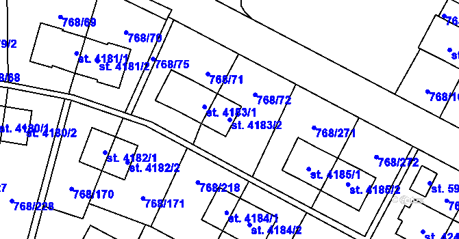 Parcela st. 4183/2 v KÚ Zlín, Katastrální mapa