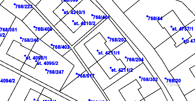 Parcela st. 4211/1 v KÚ Zlín, Katastrální mapa