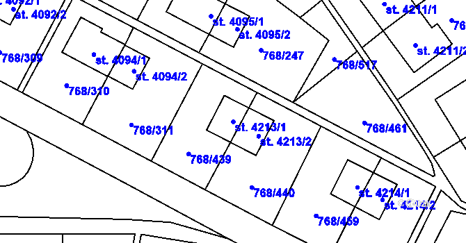 Parcela st. 4213/1 v KÚ Zlín, Katastrální mapa