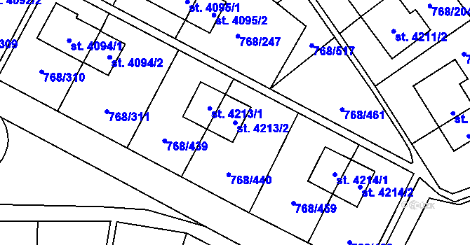 Parcela st. 4213/2 v KÚ Zlín, Katastrální mapa