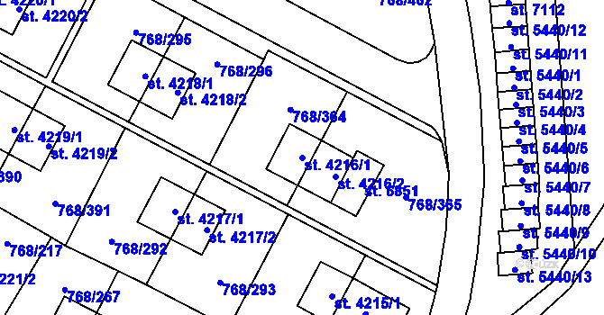 Parcela st. 4216/1 v KÚ Zlín, Katastrální mapa