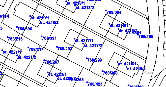 Parcela st. 4217/2 v KÚ Zlín, Katastrální mapa