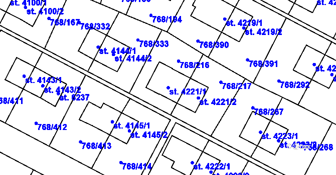Parcela st. 4221/1 v KÚ Zlín, Katastrální mapa