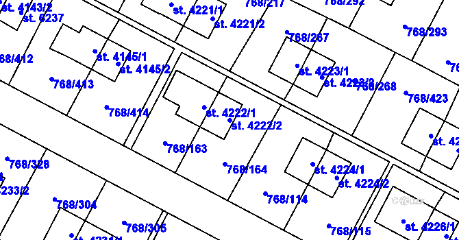 Parcela st. 4222/2 v KÚ Zlín, Katastrální mapa