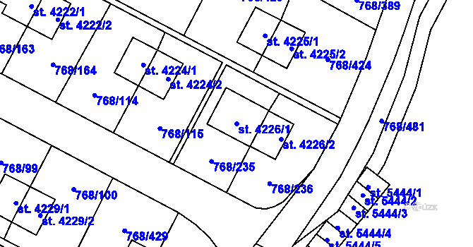Parcela st. 4226/1 v KÚ Zlín, Katastrální mapa