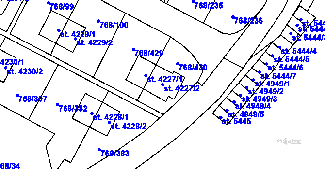 Parcela st. 4227/2 v KÚ Zlín, Katastrální mapa