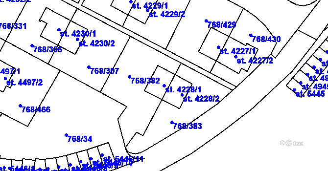 Parcela st. 4228/1 v KÚ Zlín, Katastrální mapa
