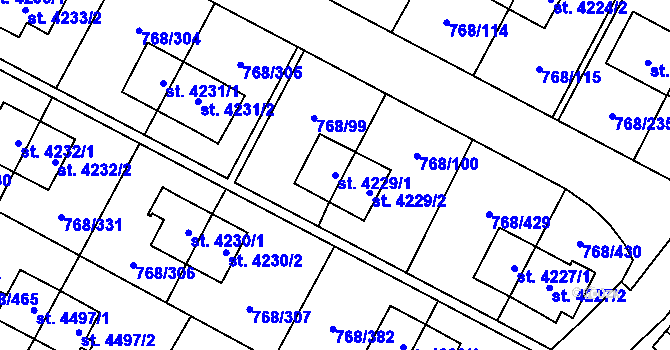 Parcela st. 4229/1 v KÚ Zlín, Katastrální mapa