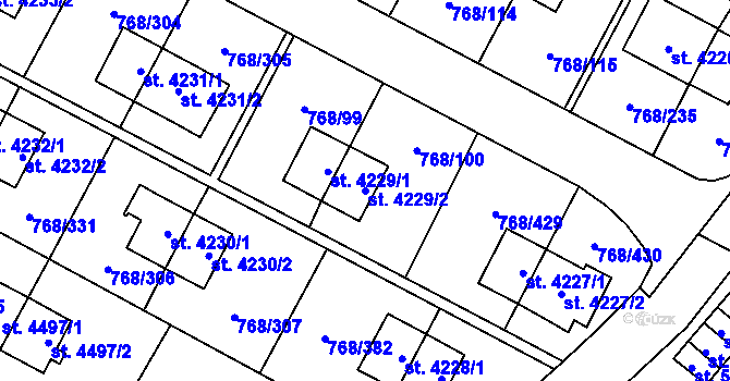 Parcela st. 4229/2 v KÚ Zlín, Katastrální mapa
