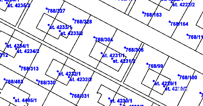 Parcela st. 4231/1 v KÚ Zlín, Katastrální mapa