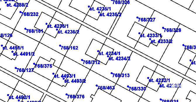 Parcela st. 4234/1 v KÚ Zlín, Katastrální mapa