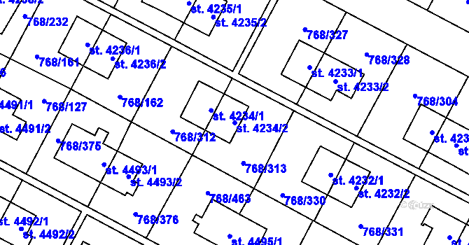 Parcela st. 4234/2 v KÚ Zlín, Katastrální mapa