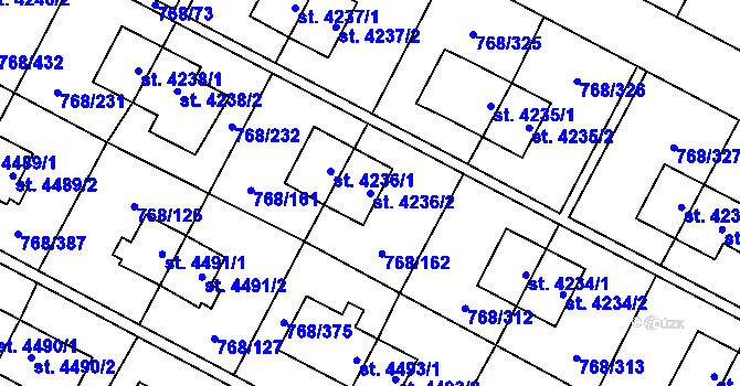 Parcela st. 4236/2 v KÚ Zlín, Katastrální mapa