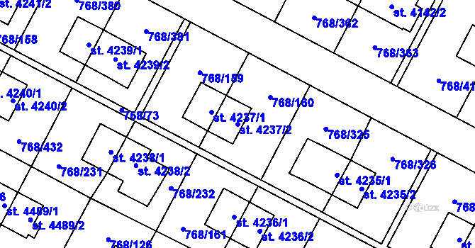Parcela st. 4237/2 v KÚ Zlín, Katastrální mapa