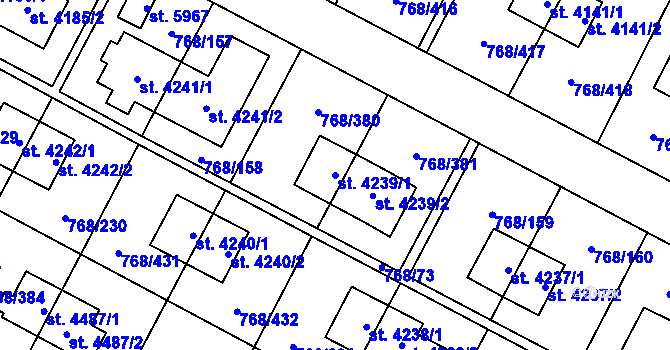 Parcela st. 4239/1 v KÚ Zlín, Katastrální mapa