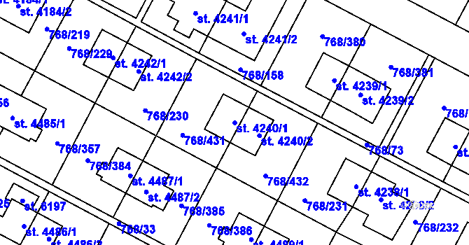 Parcela st. 4240/1 v KÚ Zlín, Katastrální mapa