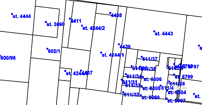 Parcela st. 4244/1 v KÚ Zlín, Katastrální mapa