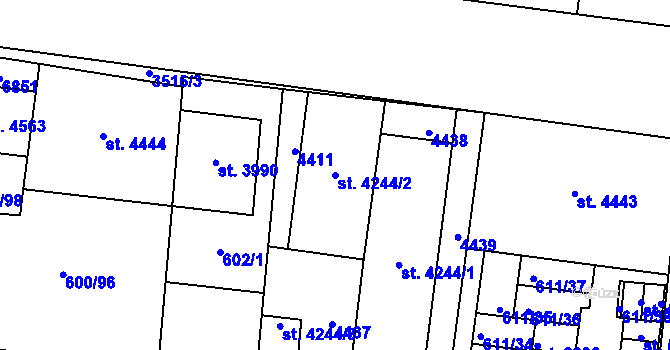 Parcela st. 4244/2 v KÚ Zlín, Katastrální mapa
