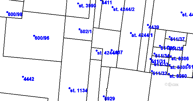 Parcela st. 4244/3 v KÚ Zlín, Katastrální mapa