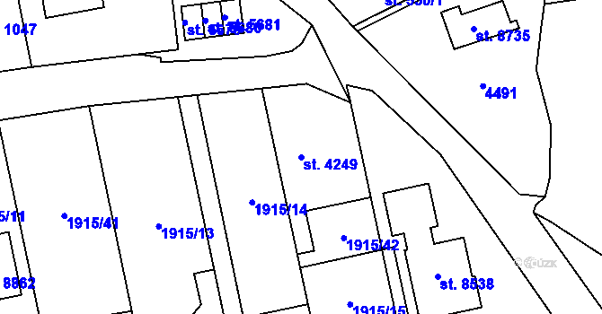 Parcela st. 4249 v KÚ Zlín, Katastrální mapa