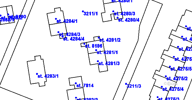Parcela st. 4281/1 v KÚ Zlín, Katastrální mapa