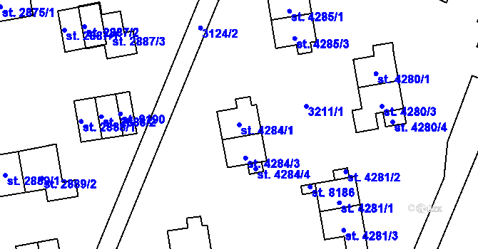 Parcela st. 4284/1 v KÚ Zlín, Katastrální mapa