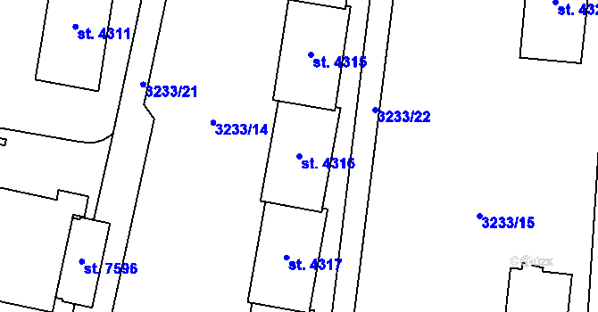 Parcela st. 4316 v KÚ Zlín, Katastrální mapa