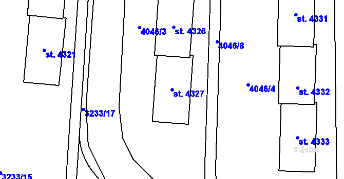 Parcela st. 4327 v KÚ Zlín, Katastrální mapa