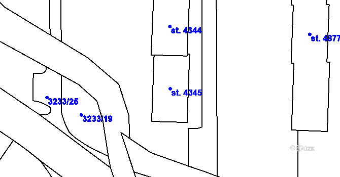 Parcela st. 4345 v KÚ Zlín, Katastrální mapa