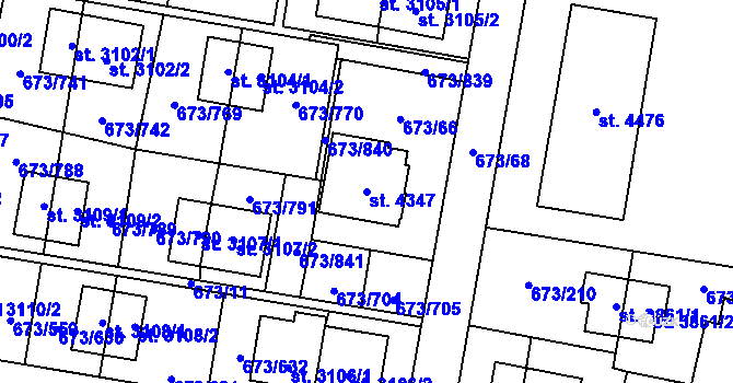 Parcela st. 4347 v KÚ Zlín, Katastrální mapa