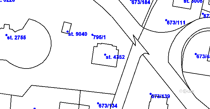 Parcela st. 4352 v KÚ Zlín, Katastrální mapa