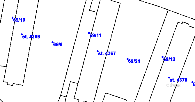Parcela st. 4367 v KÚ Zlín, Katastrální mapa