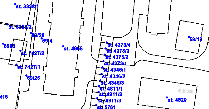 Parcela st. 4373/2 v KÚ Zlín, Katastrální mapa