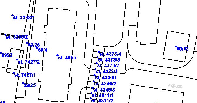 Parcela st. 4373/4 v KÚ Zlín, Katastrální mapa