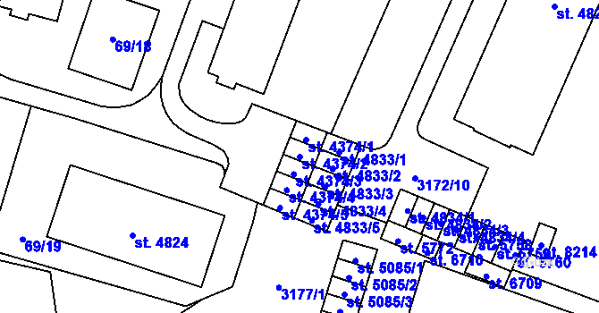 Parcela st. 4374/2 v KÚ Zlín, Katastrální mapa
