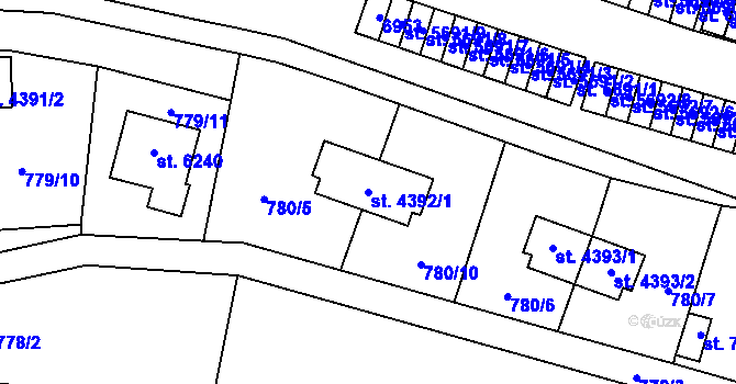 Parcela st. 4392/1 v KÚ Zlín, Katastrální mapa