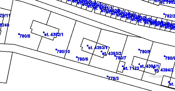 Parcela st. 4393/1 v KÚ Zlín, Katastrální mapa
