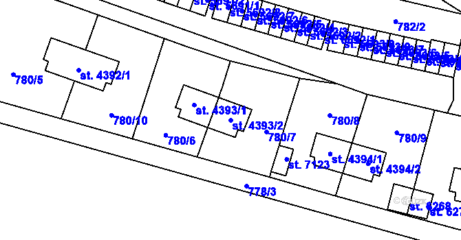 Parcela st. 4393/2 v KÚ Zlín, Katastrální mapa