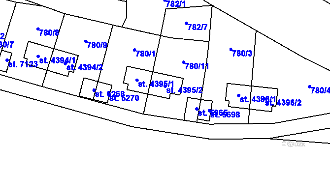 Parcela st. 4395/2 v KÚ Zlín, Katastrální mapa