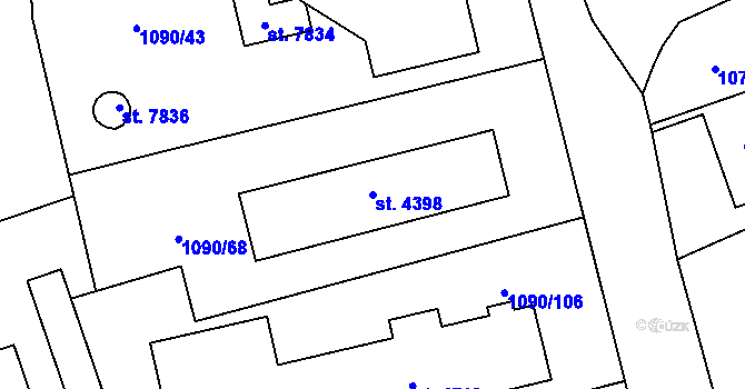 Parcela st. 4398 v KÚ Zlín, Katastrální mapa