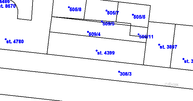 Parcela st. 4399 v KÚ Zlín, Katastrální mapa