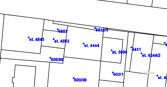 Parcela st. 4444 v KÚ Zlín, Katastrální mapa