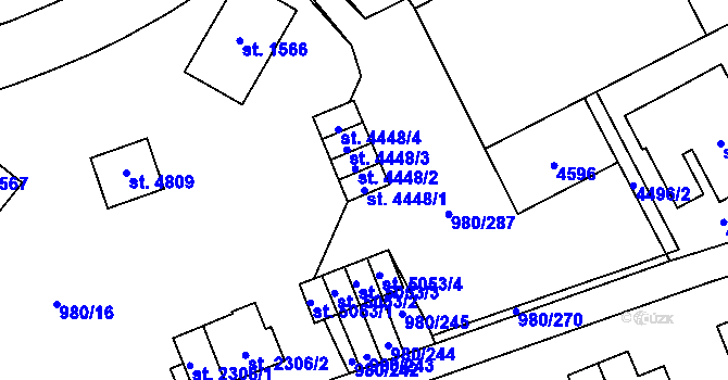 Parcela st. 4448/1 v KÚ Zlín, Katastrální mapa