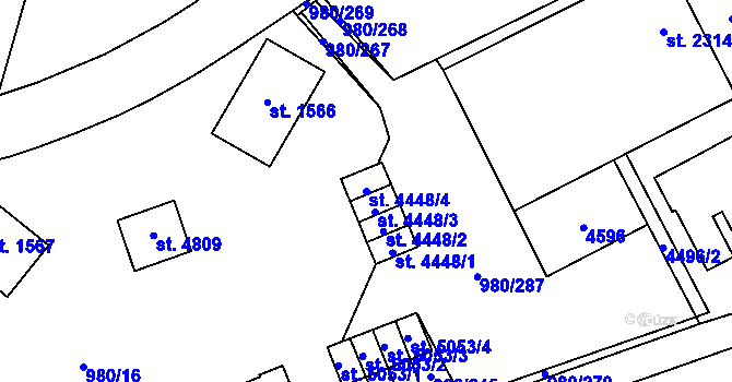 Parcela st. 4448/4 v KÚ Zlín, Katastrální mapa