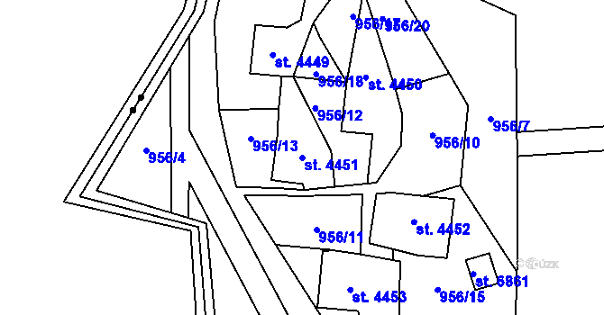 Parcela st. 4451 v KÚ Zlín, Katastrální mapa
