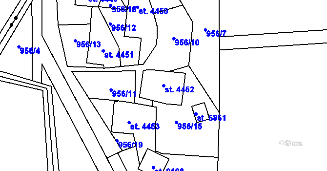 Parcela st. 4452 v KÚ Zlín, Katastrální mapa