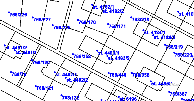 Parcela st. 4483/1 v KÚ Zlín, Katastrální mapa